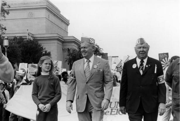 John Sweeney with others at a march. 