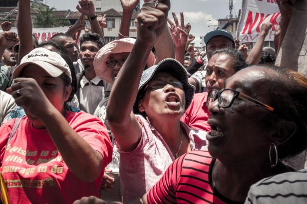 demonstrators in Madagascar