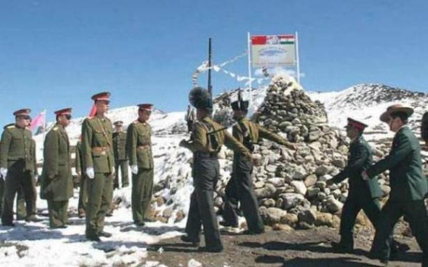 Chinese and Indian troops on the disputed border in the Himalayas. 
