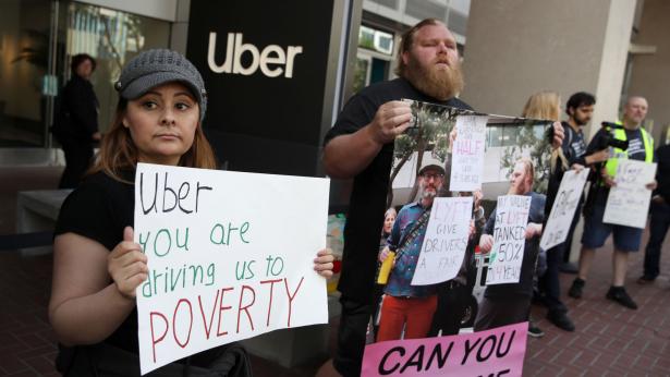 Lyft and Uber drivers on strike.