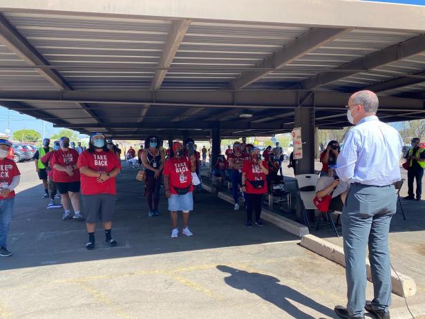 UNITE-HERE workers prepare for Take Back 2020 voter mobilization in Phoenix, AZ October 12. 