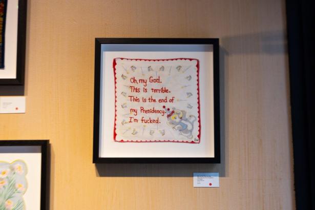 framed handkerchief with embroidery
