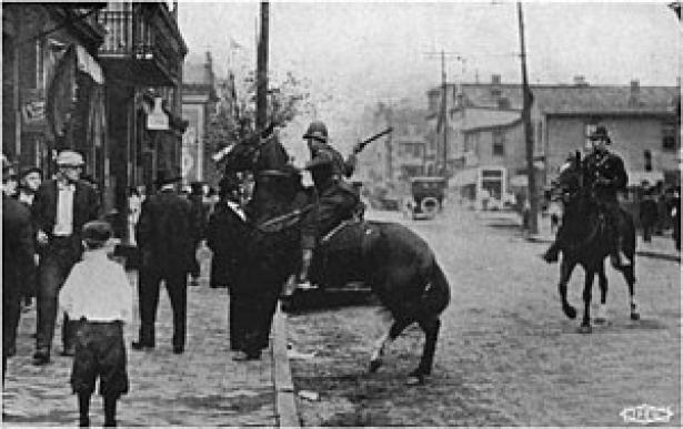 Police attacking strikers 1919 Gary Steel Strike