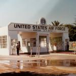 old photo of entrance to abandoned air base in California