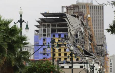 The collapsed Hard Rock Hotel in New Orleans. 
