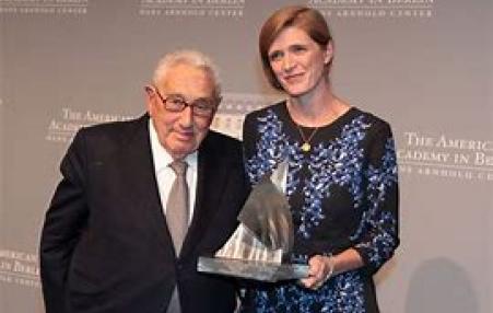 The Obama Administration’s UN Ambassador Samantha Power, with Henry Kissinger.