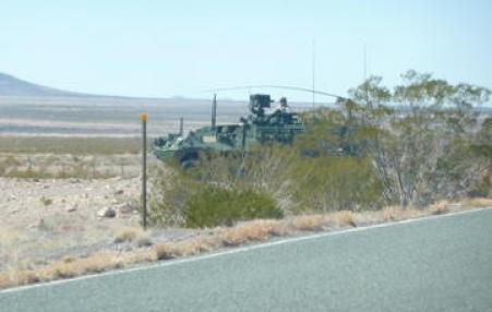 military tank at the US-Mexico borderl